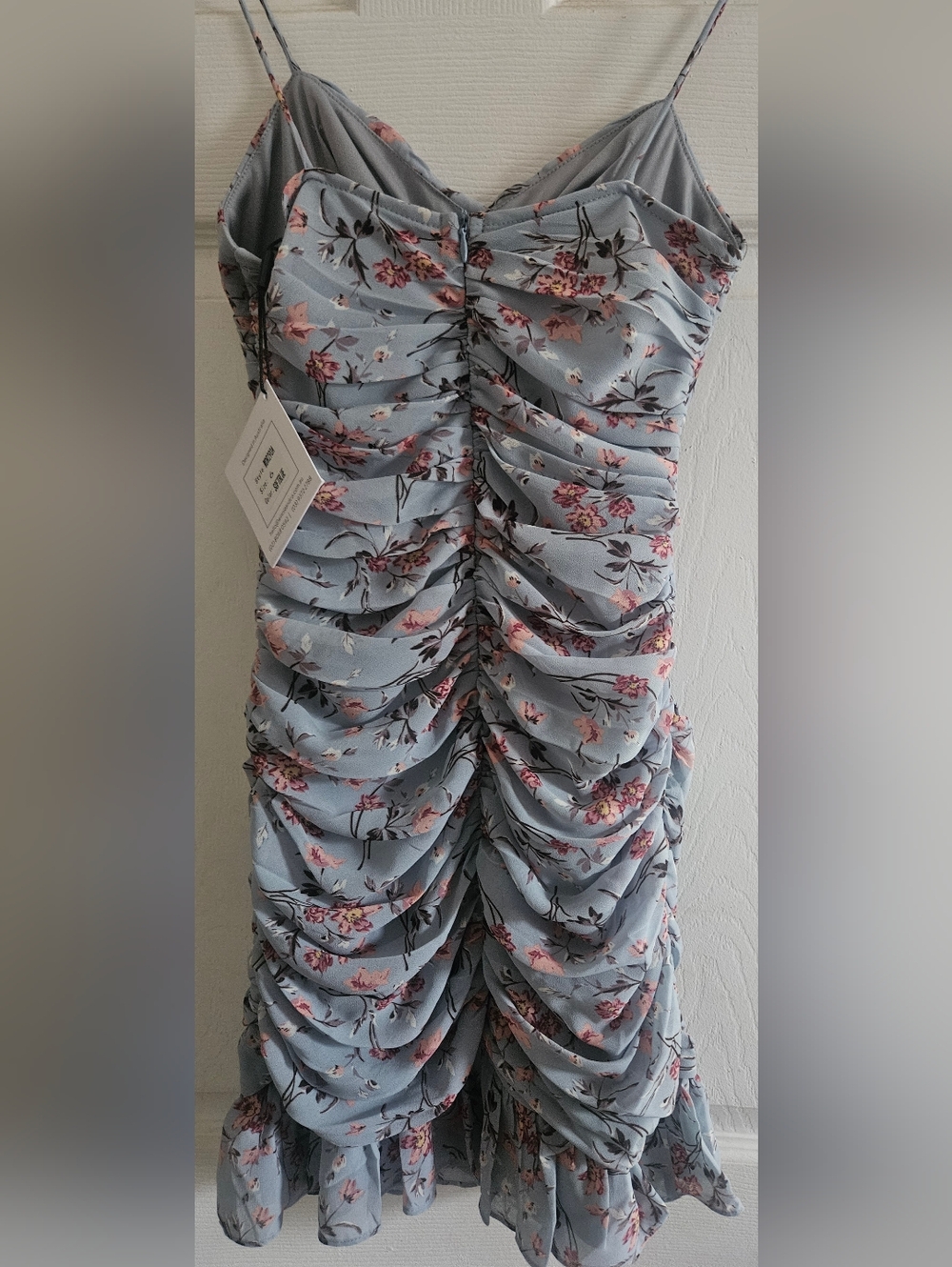 Light Blue Floral Ruffle Mini Dress - Picture 5 of 5